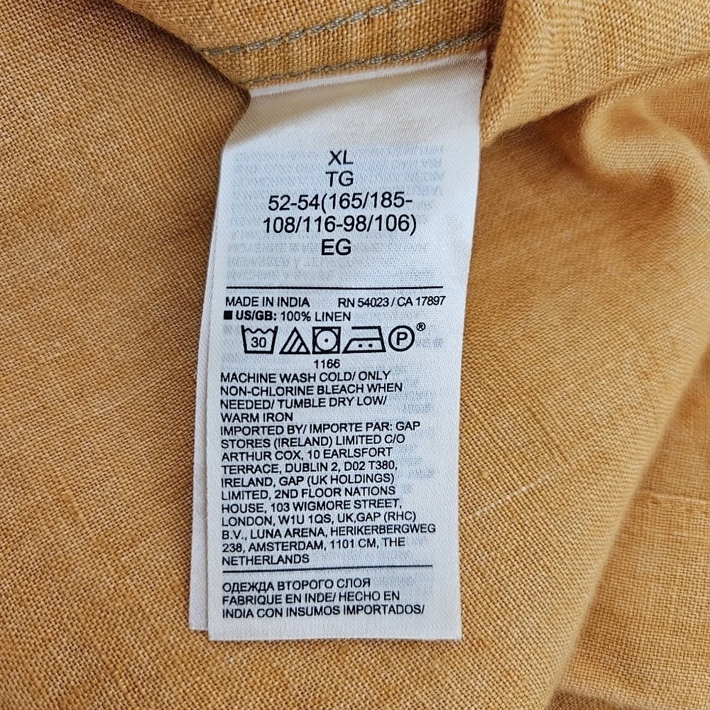 Banana Republic Untucked Fit Shirt Linen Orange Long Sleeve Button Collared XL